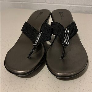 NWOT White Mountain Wedges, Brand New, Never Worn, Black with Rhinestones